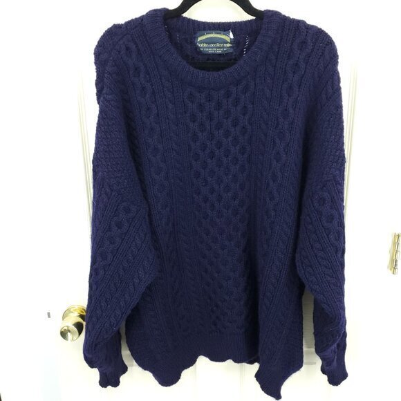 Dublin Woollen Mills 100% New Wool Ireland-Made Chunky Crew Sweater XL Navy Blue - Picture 1 of 15